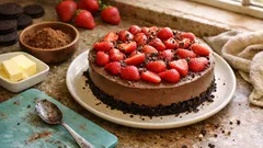 Schoko-Erdbeer-Kühltorte ohne Backen – cremig, knusprig und schnell gemacht