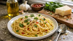 Spaghetti Aglio e Olio: schnell gemacht – mit Pastawasser-Trick schön sämig