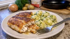 Seelachs mit Dillkartoffeln – knusprig gebraten, dazu cremige Dill-Sahne-Soße