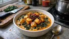 Cremiges Schwarzkohl-Curry mit Tofu – vegan, würzig und perfekt für kalte Tage