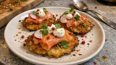 Kartoffelpuffer mit Räucherlachs & Ziegenfrischkäse – knusprig, cremig, schnell gemacht