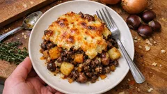 Herzhafter Wildauflauf mit Steckrübe und Maronen – goldbraun gratiniert aus dem Ofen