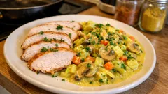 Putenbrust mit Curry-Gemüse aus der Pfanne – cremig, leicht und schnell gemacht