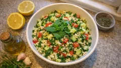Veganer Couscous-Salat mit Minze & Zitrone – schnell gemacht, wunderbar frisch