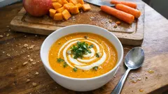 Kürbissuppe mit Apfel und Möhre – cremig, frisch und in 30 Minuten gekocht