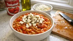 One-Pot-Orzo mit Tomaten und Feta – in 20 Minuten sämig und mediterran