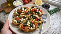Gefüllte Ofenkartoffeln mit Feta, Tomaten und Oliven – einfach mediterran